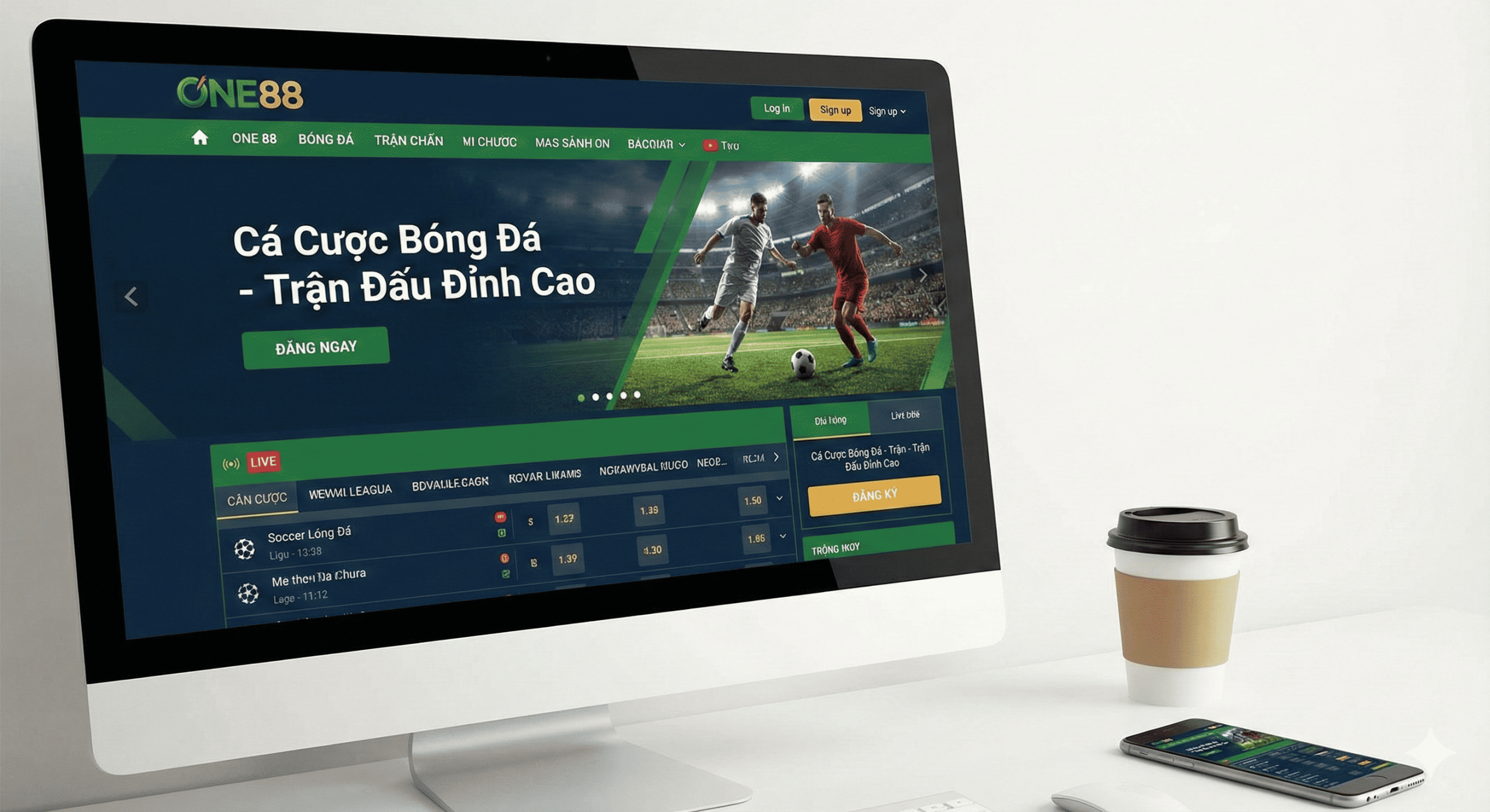 Giao diện Website cá độ bóng đá One88